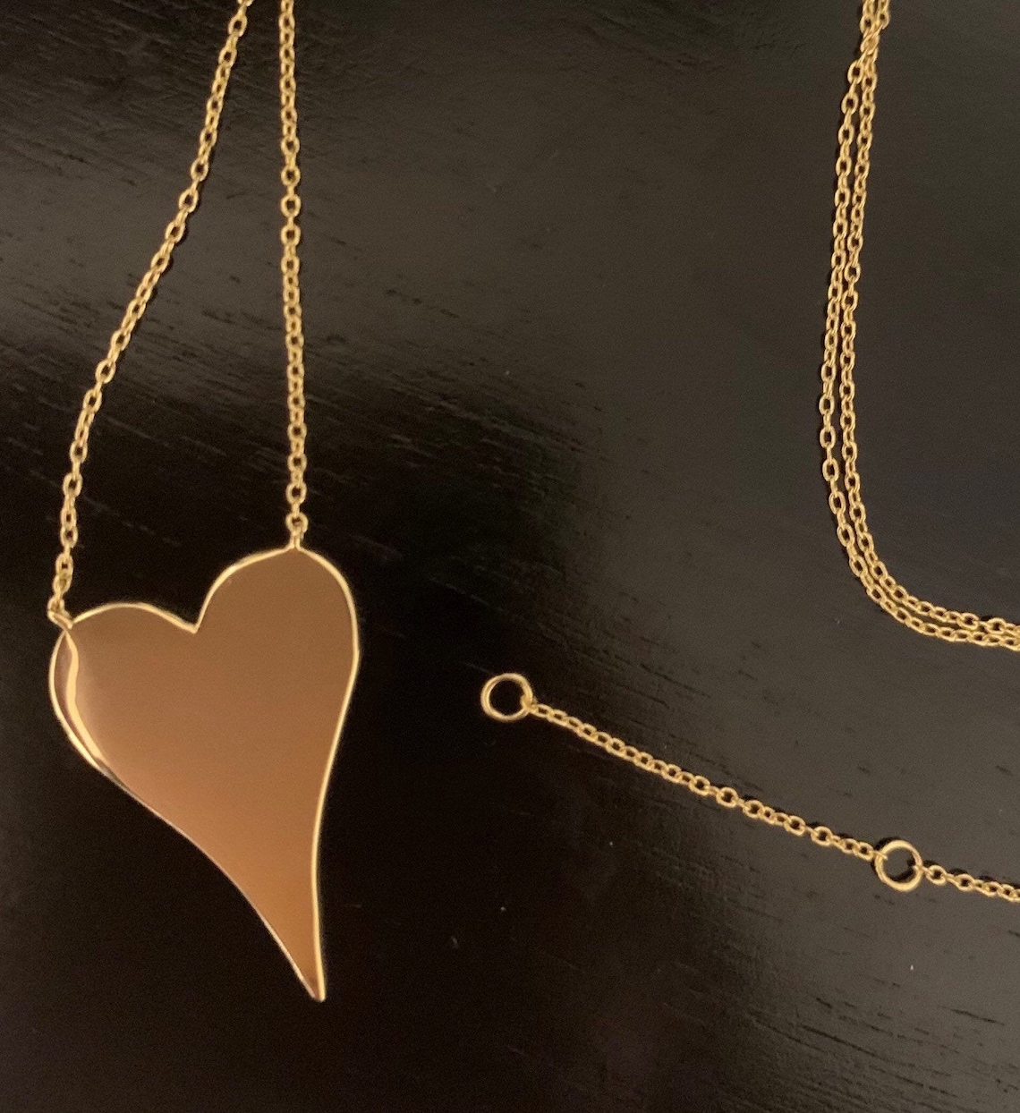 Gold Heart Necklace Necklaces Elongated Heart Necklace 14k Etsy