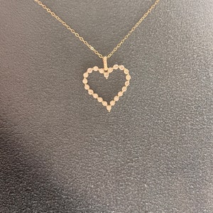 Large open Cz diamond heart necklace , open heart necklace 14k white gold over sterling silver. Cz 16-18 inch 5 Days Delivery image 3