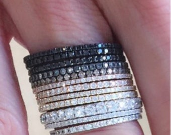 Pave diamond cz  band gorgeous-  1 band for sale, choose your size and color - stack band pave