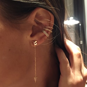 14k gold ear cuff set! Hot!  Cuff Dainty Ear Cuff MinimalistTiny Ear Cuffs Huggie- Conch Ear Cuff Fake Piercing Gift. Vermeil