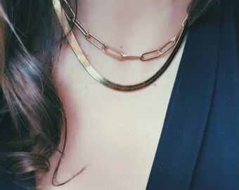 14k Gold Bonded Link Choker – Adjustable Chain Necklace