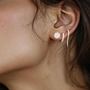 14k Diamond Spike Huggie Earrings: Edgy Dangle image 2