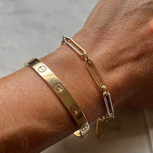 14k gold multi link bracelet - open link chain with lobster clasp (OVAL link) pictured 1St Photo - 2Nd Chain- 14k and brass