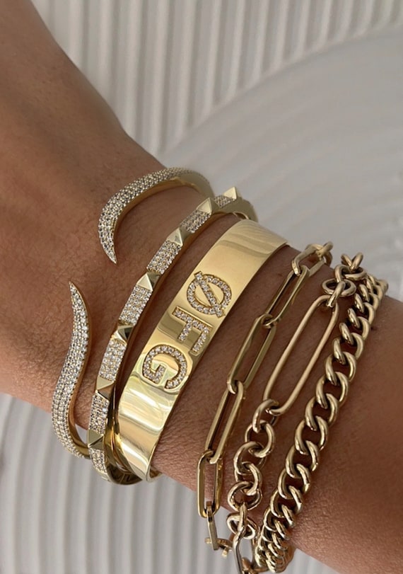 Pave Cz Spike Diamond Bracelets - Spike Cuff Pave Bangle