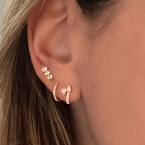 14k Gold & mosinite pear ear cuff- earring pear -diamond hoops- trendy huggie  - 14k cuff - ear layering