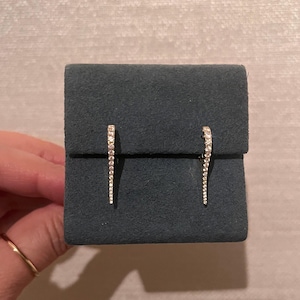 14k Diamond Spike Huggie Earrings: Edgy Dangle image 1