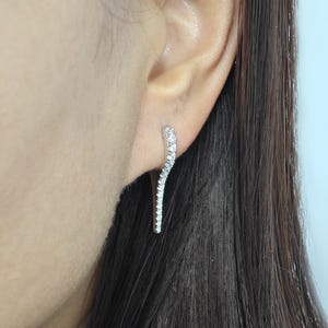 14k Diamond Spike Huggie Earrings: Edgy Dangle image 10