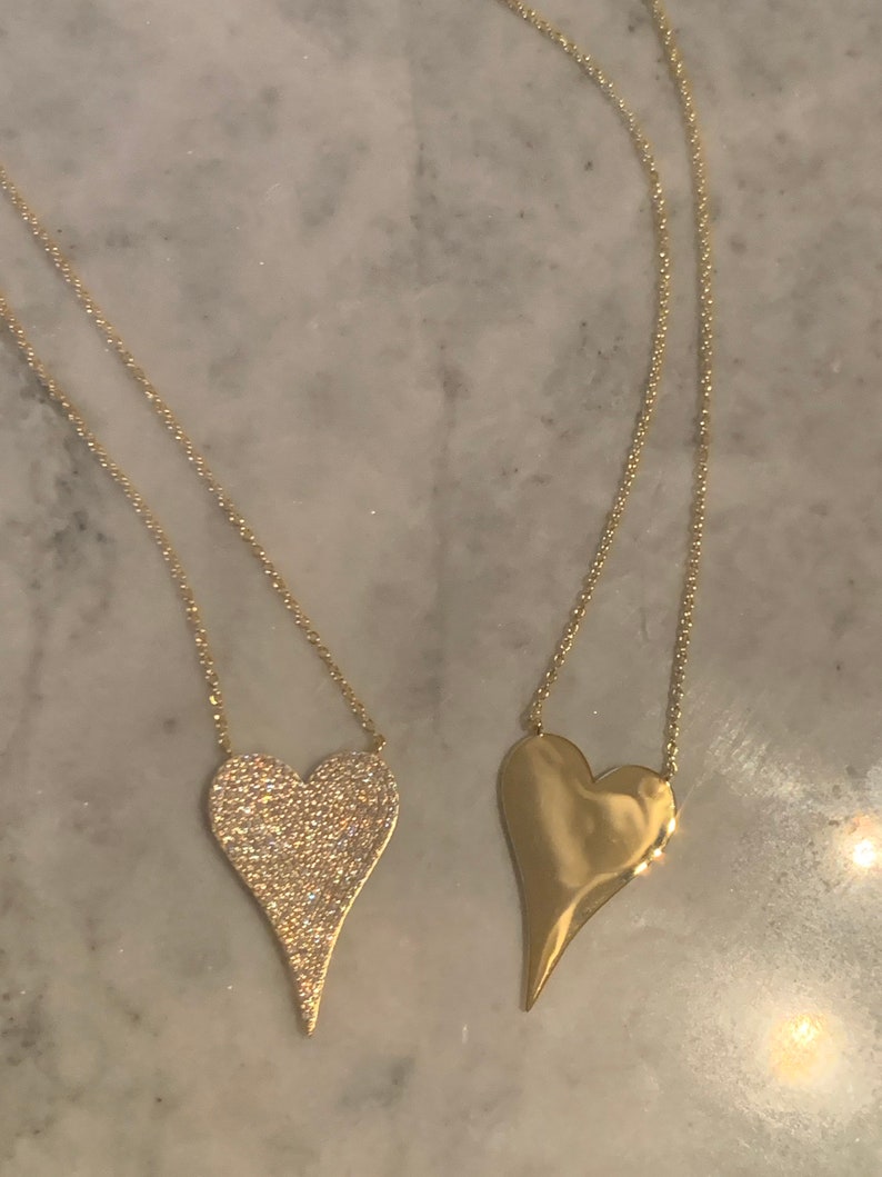 Pave cz heart necklace \u2022 birthday gift \u2022Mother\u2019s Day\u2022 elongated diamond heart\u2022 cz heart \u2022 love necklace \u2022 16-18 in