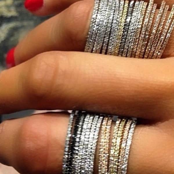 Pave eternity band/ Rose, silver and  gold diamond look CZ pave gorgeous stack rings! 14k. Gold vermeil pave  over sterling! One