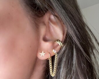 14k and sterling  and gold ear cuff - ear cuffs - layered ears - cuff - trend- blogger - gorgeous ear cuff