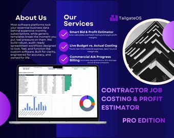 Construction Management Spreadsheet | Contractor Job Costing, Bid Estimator, AIA Progress Billing | Google Sheets Builder Operating System