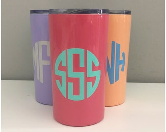 Coral Mini Cup with Straw - 12 oz Travel Tumbler with Lid - Personalized Water Cup - Customized Water Tumbler - Vinyl Personalization