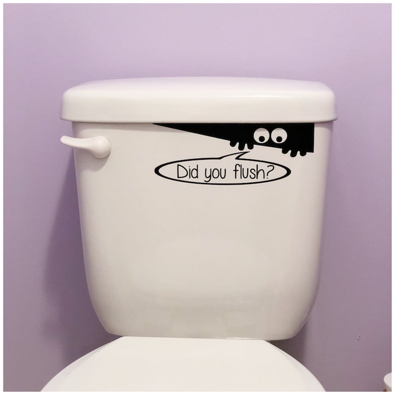 Toilet Monster Decal Did You Flush Decal Peaking Monster Etsy