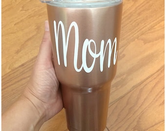 Personalized Name Cup - Large Rose Gold Tumbler - 30 oz Tumbler - Stainless Steel Stemless Travel Tumbler - Press-In Lid - 42 Vinyl Colors
