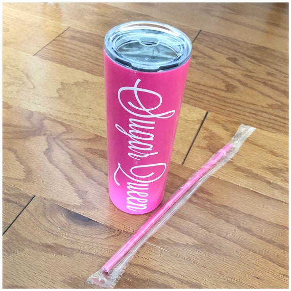 Hot Pink Cup With Straw 20 Oz Skinny Tumbler With Lid Personalized Coffee  Cup Customized Water Tumbler Vinyl Name Personalization 