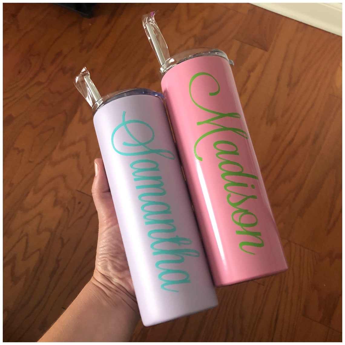 Light Pink Tumbler Letter Name Cup Carnation Tumbler Etsy