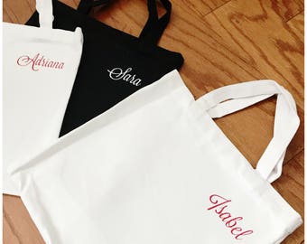 Personalized Name Bag - Customized Bridesmaid Tote - Lettering Canvas Book Bag - Customized Wedding Party Gift - Custom Bridesmaid Gift