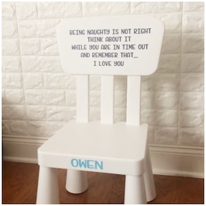 Personalized Time Out Chair Decal Set - TimeOut Chair Removable Vinyl - Boy Girl Time Out Chair - Customized Child Name Corner Chair Decal