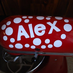 Name and Dots Decal for Cuisinart - Vinyl Dots for KitchenAid Mixer - Removable Stickers for Stand Mixer - Personalized Housewarming Gift