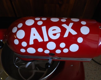 Name and Dots Decal for Cuisinart - Vinyl Dots for KitchenAid Mixer - Removable Stickers for Stand Mixer - Personalized Housewarming Gift