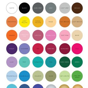 May include: A color chart showing a variety of matte vinyl colors, including white, black, grey, brown, yellow, orange, red, pink, purple, blue, green, teal, turquoise, and more. The chart also includes metallic colors such as silver, gold, and copper.