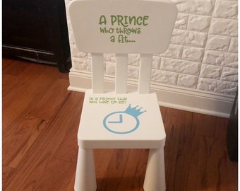 Junge Auszeit Stuhl Aufkleber - ein Prinz, die wirft einer passen Vinyl - Aufkleber sitzen müssen - Stuhl nicht enthalten - Auszeit Stuhl für Kleinkinder
