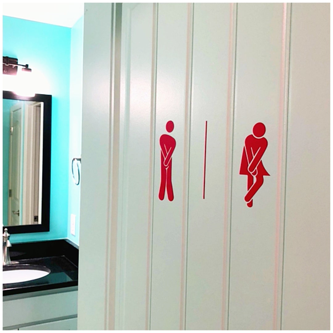 Funny Bathroom Door Sign - Men's Bathroom Decal - Women's Bathroom ...