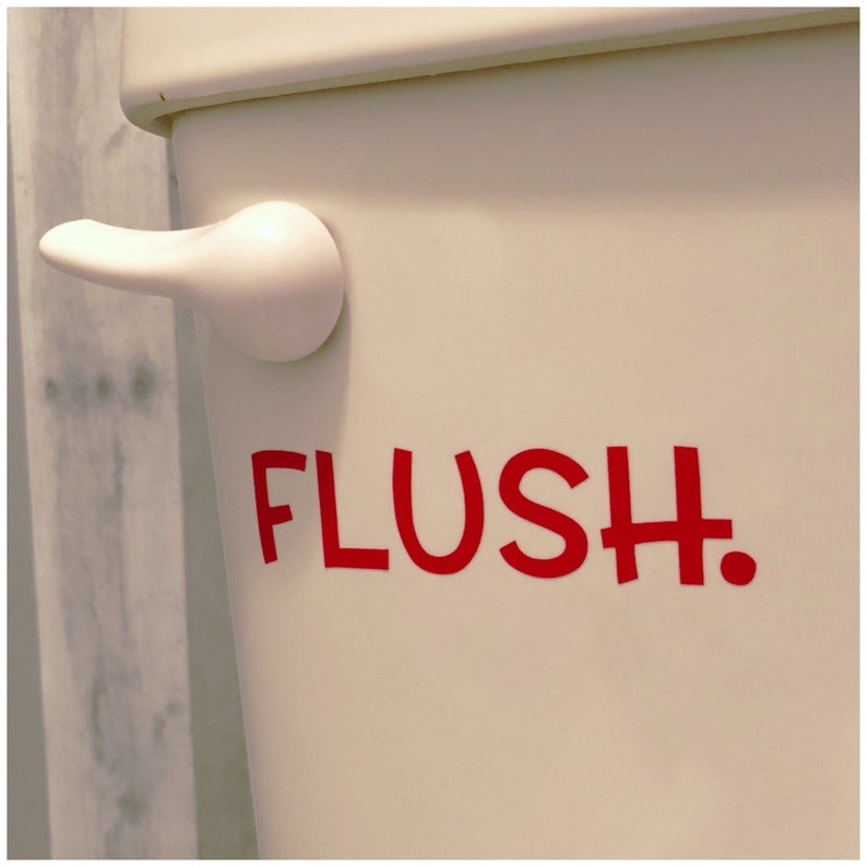 Flush Toilet Decal Custom Flush Toilet Sign Fun Decal for Child Bathroom Decor Kids Flush Vinyl Decal Fun Reminder to Flush image 2