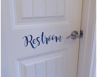 Restroom Door Decal - Vinyl Door Sticker - Vinyl Bathroom Door Decal - Washroom Vinyl Lettering - Customized Door Letter Signs - Door Label