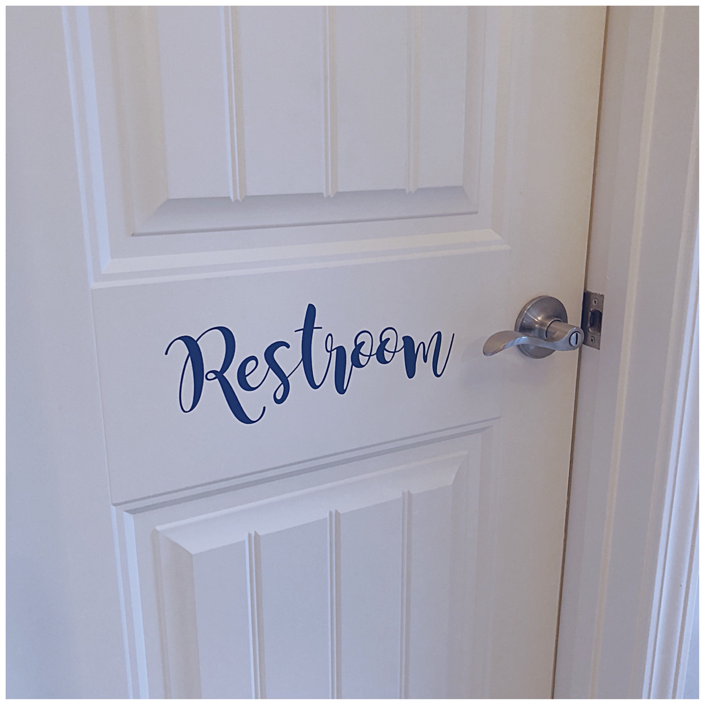 Restroom Door Decal Vinyl Door Sticker Vinyl Bathroom Door Etsy