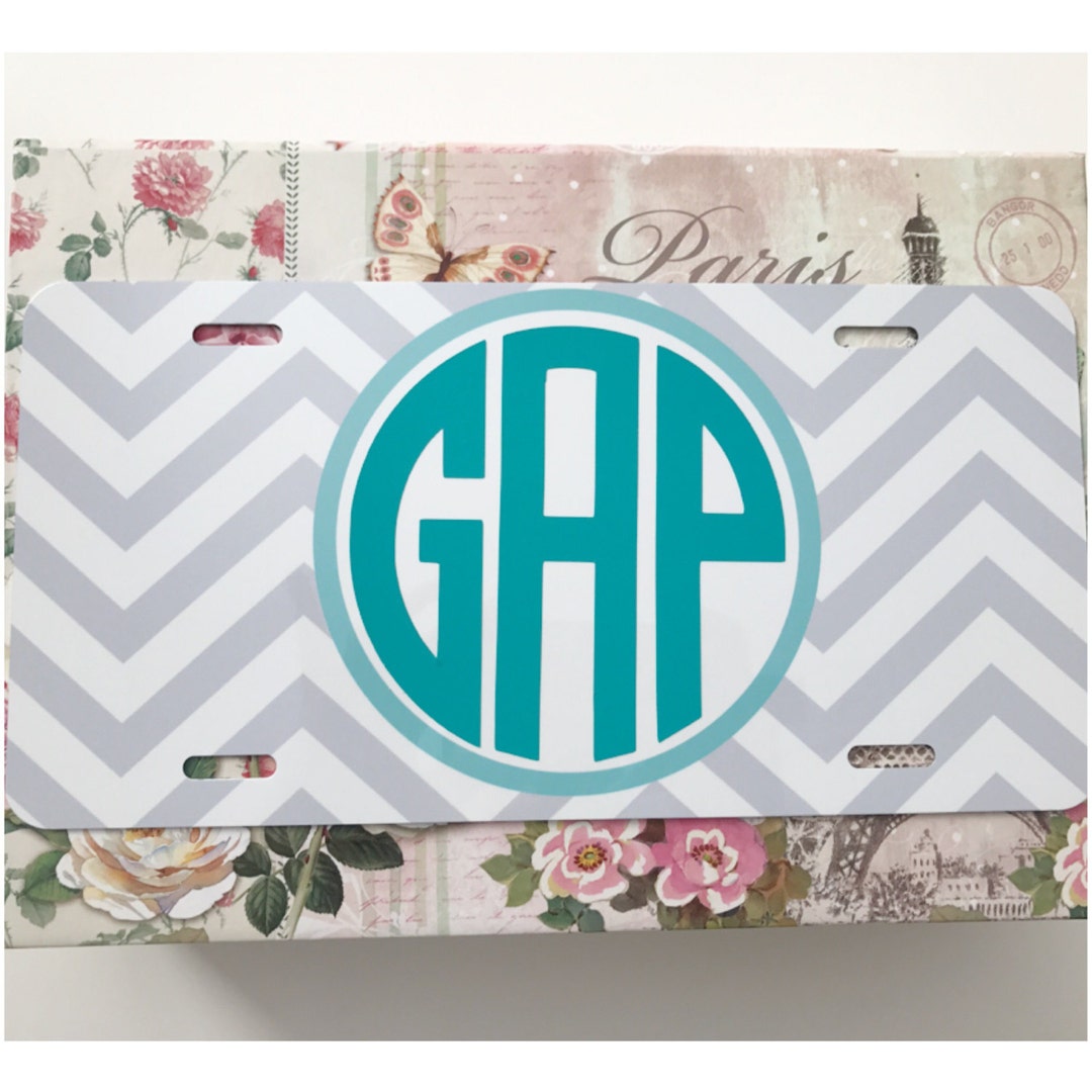 Personalized License Plate Classic Circle Monogram Alphabet Monogrammed