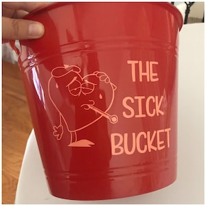 Sick Bucket Decal - Bucket Not Included - Puke Bucket Vinyl Decal - Bathroom Decal - Children Decal - Fun Decal for Bathroom Accessory