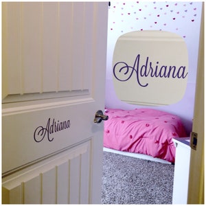 Name Door Decal - Child Name Bedroom Door Decor - Removable Adhesive Vinyl Decal - Personalized Door Decal - Simple Girl Or Boy Name Sticker