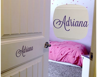 Name Door Decal - Child Name Bedroom Door Decor - Removable Adhesive Vinyl Decal - Personalized Door Decal - Simple Girl Or Boy Name Sticker