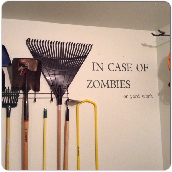 Custom In Case of Zombies Wall Decal - Vinyl Lettering - Fun Decal - Vinyl Decal - Your choice of Font and Color