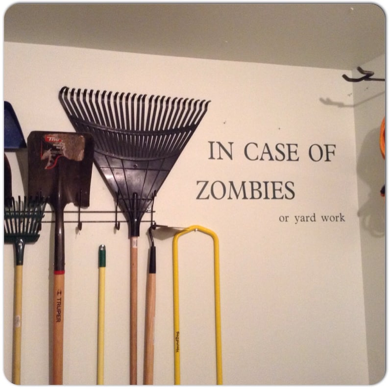 Custom In Case of Zombies Wall Decal Vinyl Lettering Fun Decal Vinyl Decal Your choice of Font and Color image 1