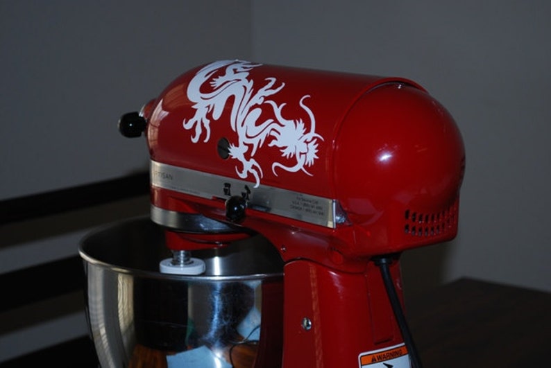 One Stylish Kitchen Mixer / Appliance Removable Vinyl Decal / Sticker Dragon for Cuisinart, KitchenAid, other appliances image 2