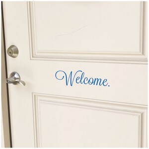 Signo de bienvenida - calcomanía de bienvenida de la puerta delantera - calcomanía de vinilo extraíble - decoración de puerta temporal personalizada - personalizar con diferentes palabras