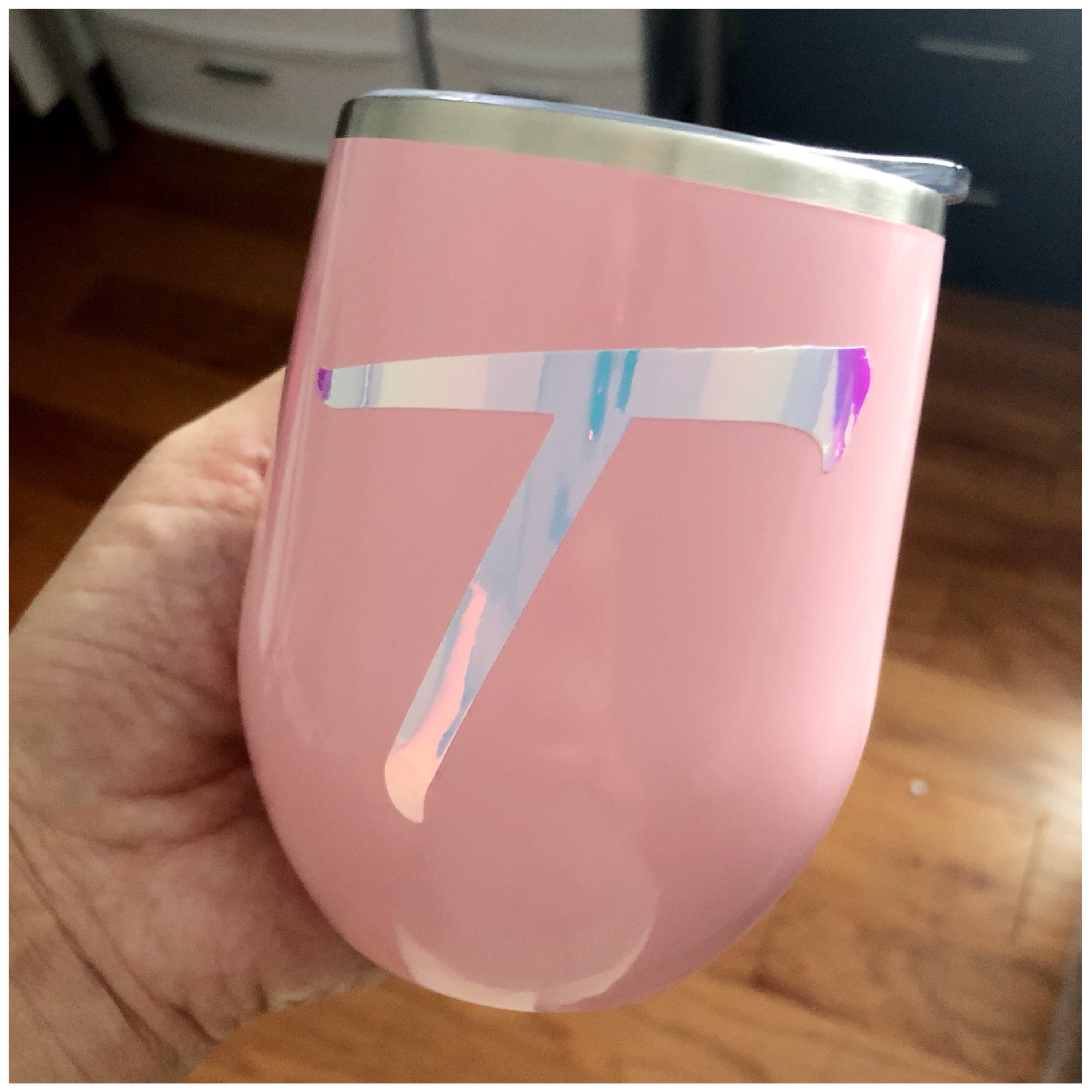 Light Pink Tumbler Letter Name Cup Carnation Tumbler Vinyl Tumbler 20oz  Skinny Tumbler Personalized Cup Customized Tumbler 