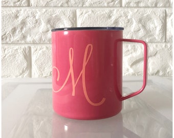 Hot Pink Mug - Personalized Drinkware - Stainless Steel Insulated Coffee Mug - Double Wall Vacuum Sealed Tumbler - Customized 14 oz Cup