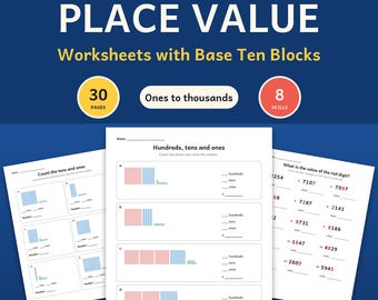 Place Value Worksheets, Base Ten Blocks, Expanded Form, Rounding, 1st 2nd 3rd Grade Math