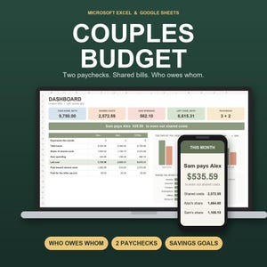 Budgettabelle für Paare, Budgetplaner für Paare, Gemeinsames Budget für zwei Personen, Kostenaufteilungsübersicht, Google Tabellen/Excel