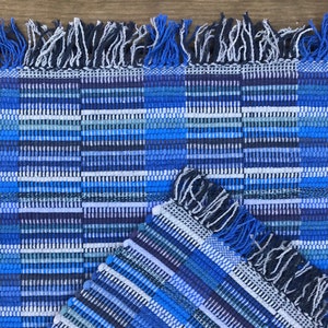 20” x 30” Mendez Blue Gray Handwoven Rag Rug Crafted in Nicaragua