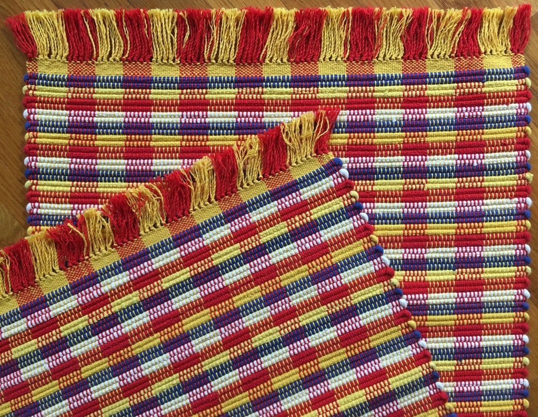 24 X 40 Rag Rug Runner in Red Yellow Blue and Etsy