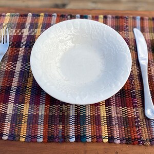 Handwoven Machine Washable Rag Rug Placemats in Warm Rust, Grey, and ...