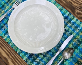 Placemat Set Bermuda Blue Green Handwoven Machine Washable