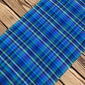 23” x 48” Deep Ocean Blue Handwoven Rag Rug