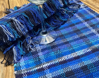Placemat Set Machine Washable Handwoven in Cobalt, Navy and Grey