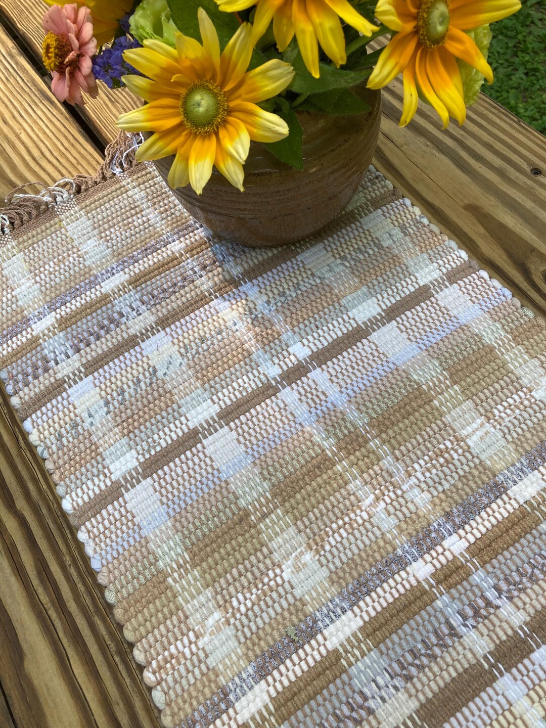 Placemat Set: Neutral Earth Tones, Rag Rug Style, Handwoven - Etsy