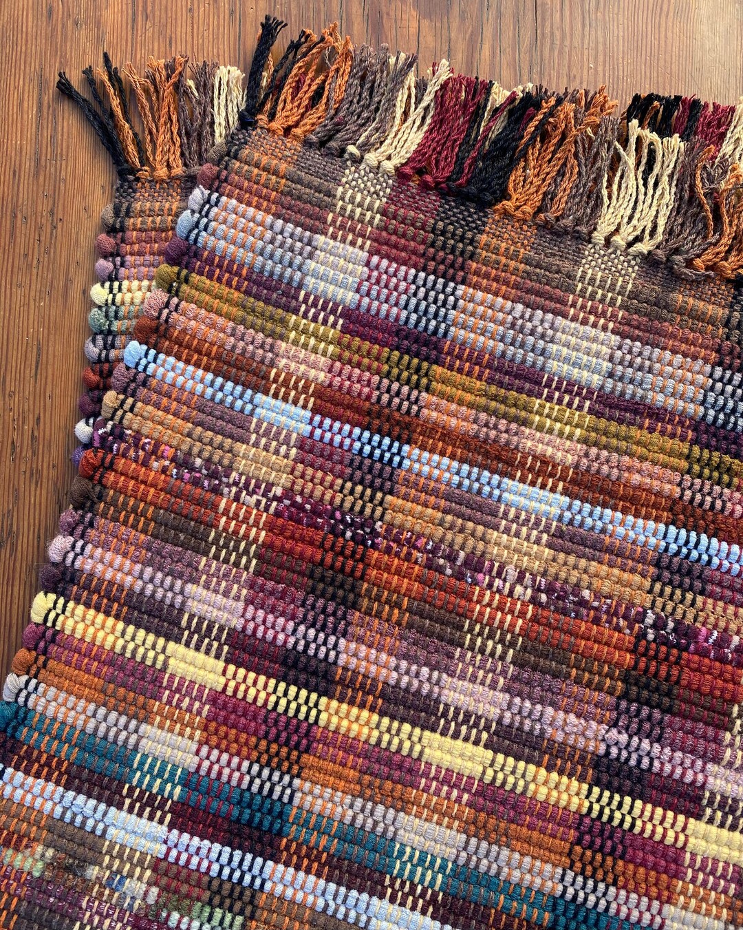 Handwoven Machine Washable Rag Rug Placemats in Warm Rust, Grey, and